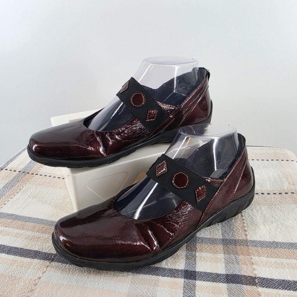 Rieker Antistress Womens Burgundy Patent Leather Mary Jane Flats Shoes Size 37
